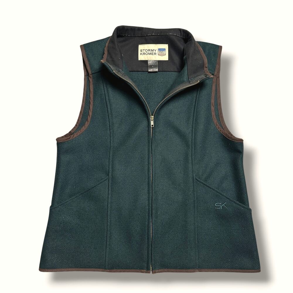Stormy Kromer Ida Outfitter Wool Full Zip Vest Hunter Green Sz L